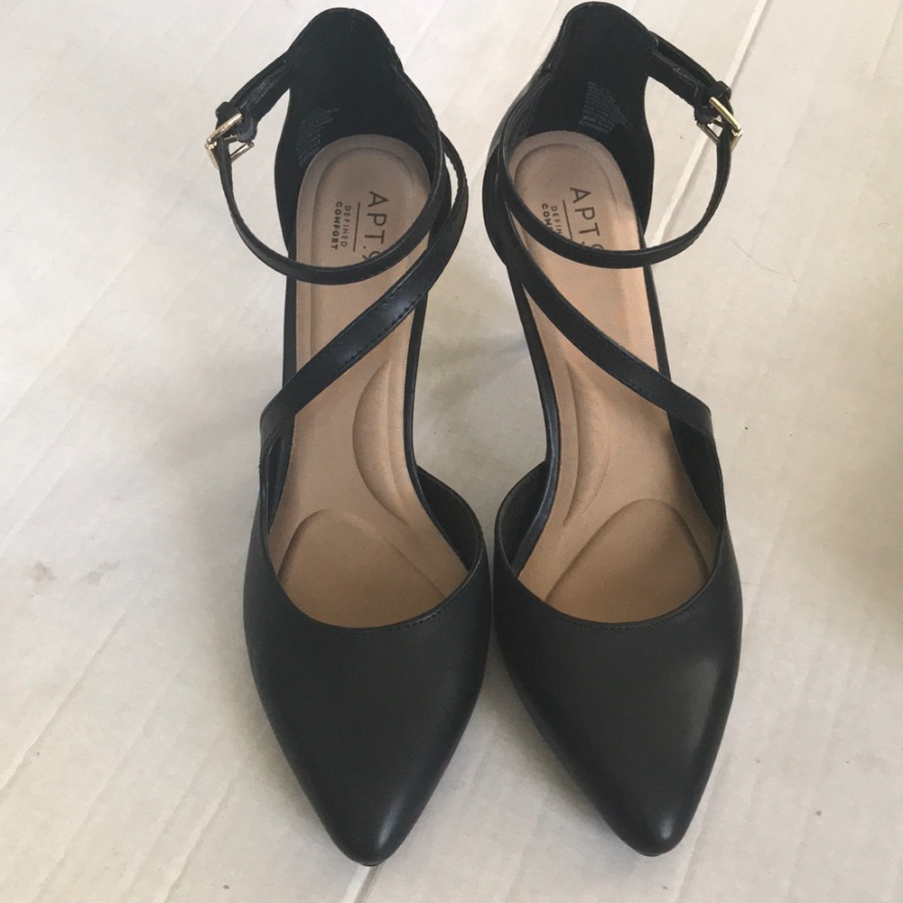 Apt.9 Frittata black high heels asymmetrical strap - Picture 2 of 7